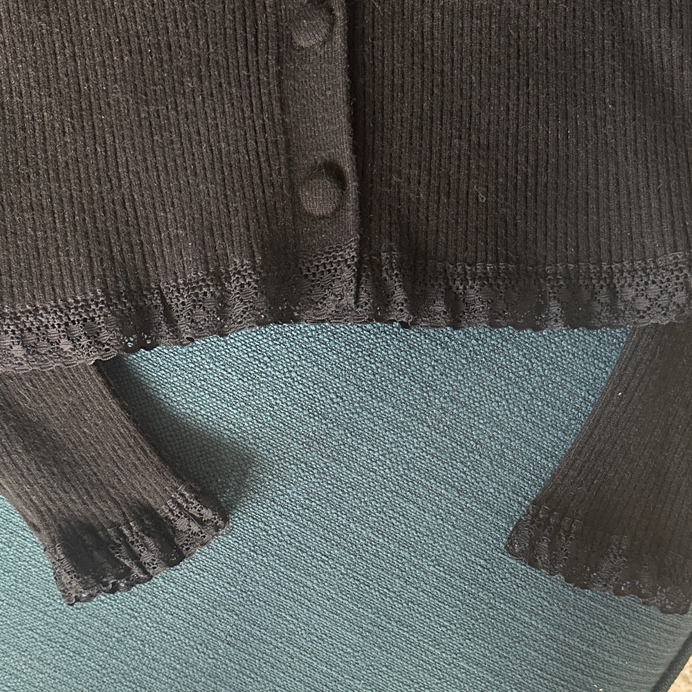 For Love And Lemons Black Lace Button-Up Nina Cardigan Sweater - Picture 3 of 6